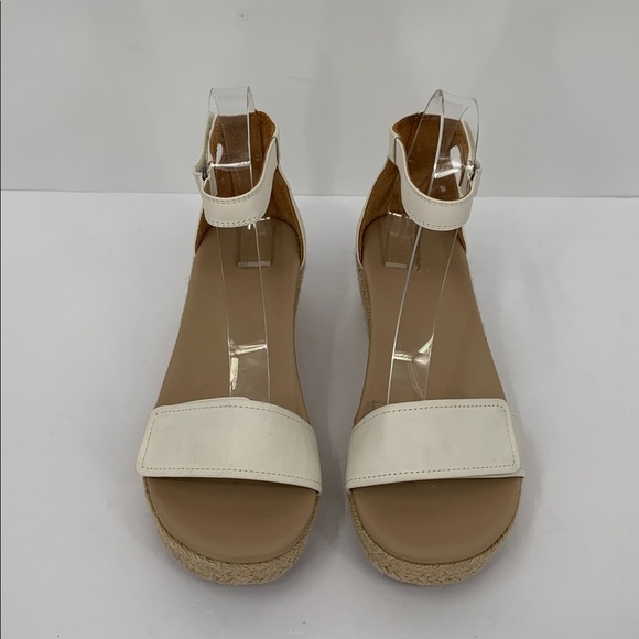 ABEO Cecile wedge espadrille sandals shoe cream leather ankle strap comfort 7.5 - Picture 3 of 7